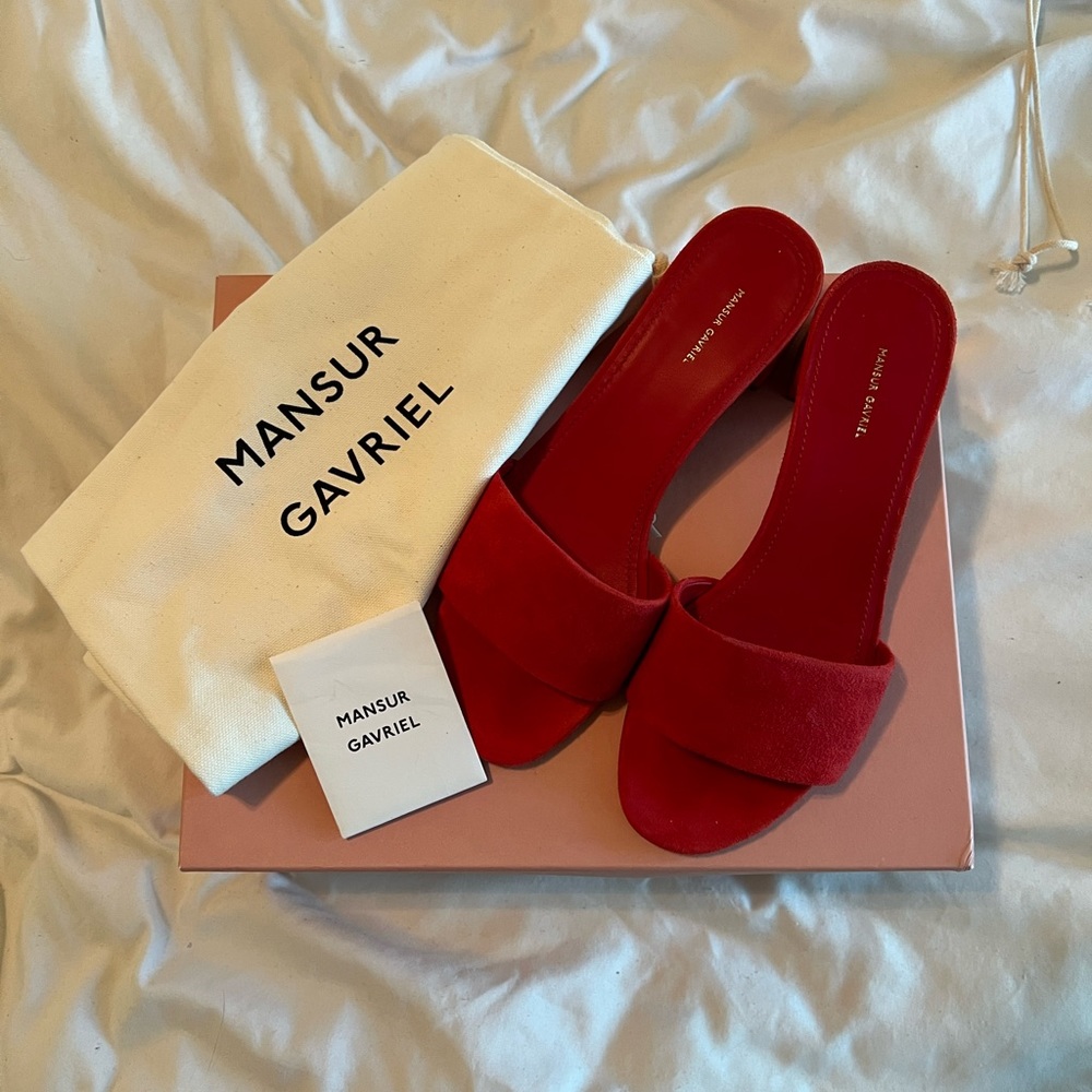 mansur gavriel mules in red